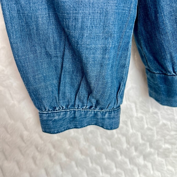 Madewell Women’s BlueDenim XS Chambray Wrap Top Shirt 3/4 Sleeve V Neck - Picture 7 of 7